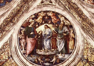 Cristo entre el Bautista y el Satán disfrazado de anciano 15078 religión Pietro Perugino Pinturas al óleo